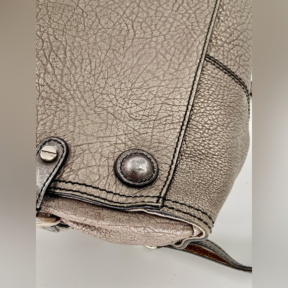 Pristine Borbonese Authentic Leather Bag w/Silver Chain Shoulder Staps - Picture 10 of 16